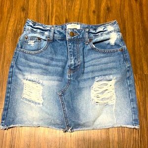 Cute Distressed Jean mini Skirt